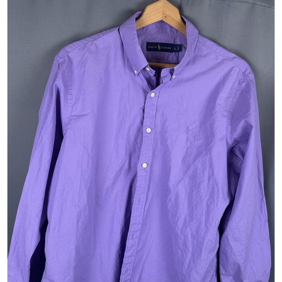 Polo Ralph Lauren Oxford Shirt Men LargePurple Button Down Long Sleeve - Picture 7 of 9